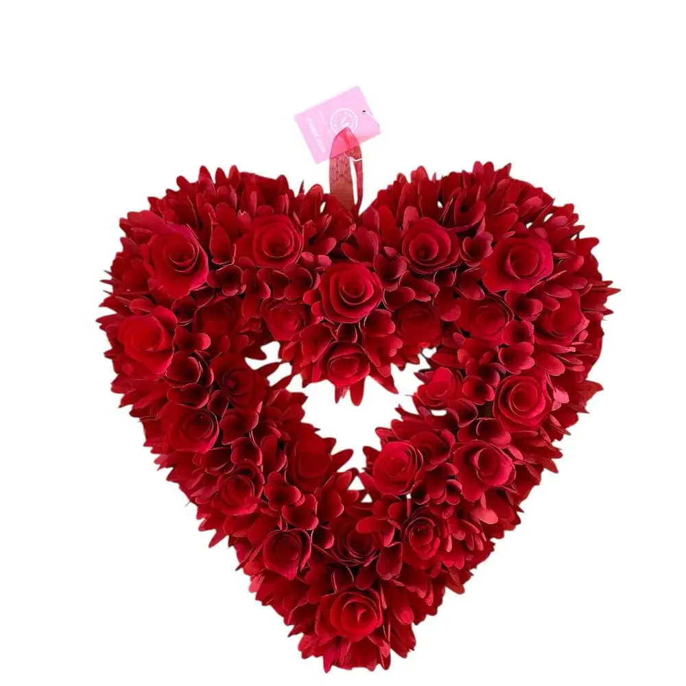 Martha Stewart Red Wood Curl Heart Wreath 20in Valentines Day Decor XO Love NEW